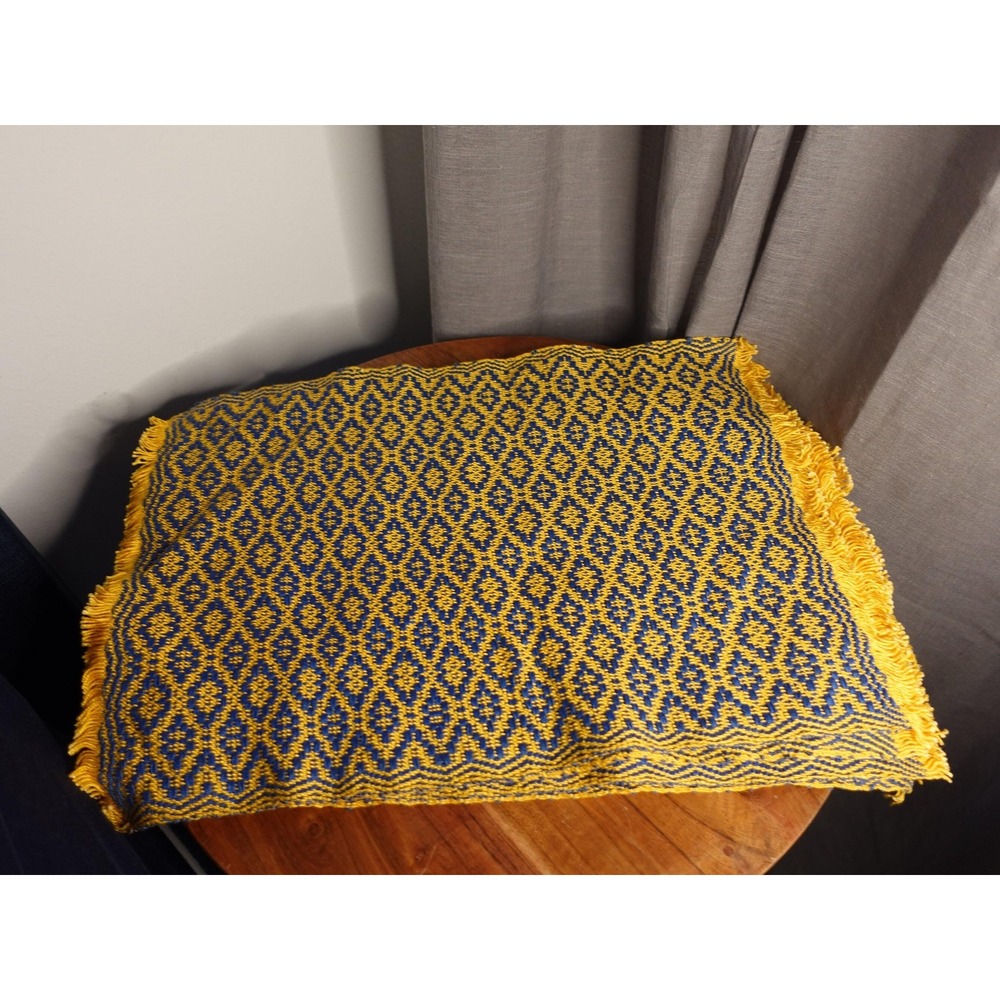 Set of 7- Royal blue and yellow‎ cotton placemats